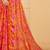 Orange digital floral print chiffon banarsi border saree with unstitch blouse