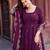 Dark Plum Color Faux Georgette Embroidered And Sequence Work Long Kurti(Gown)