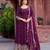 Dark Plum Color Faux Georgette Embroidered And Sequence Work Long Kurti(Gown)