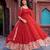 Red Color Faux Georgette Embroidered And Sequence Work Long Kurti(Gown)