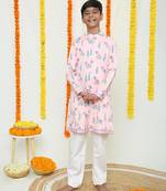 Pastel pink and blue kurta with monkey and elephant printed/organic organic cotton/kurta and pyjama set