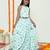 Mint green with peacock print lehenga with halter neck blouse organic cotton