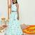 Mint green with peacock print lehenga with halter neck blouse organic cotton