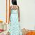 Mint green with peacock print lehenga with halter neck blouse organic cotton