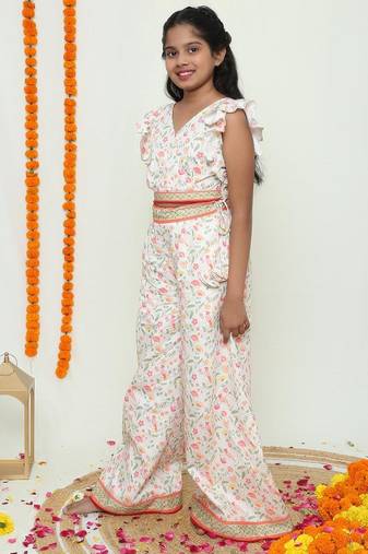 Pink palazzo and crop top /organic cotton with lace detailing and handmade latkans