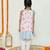 Pink dual ruffle dress with tie bow detailing /organic cotton