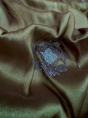 Mustard zarkhan Diamond Work Copper Silk blend Saree 5