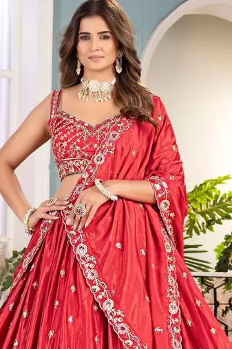 red Designer Wedding Lehenga Choli for Women