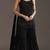 Black embroidered georgette semi-stitched palazzo style salwar suit