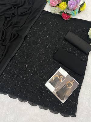 Black embroidered georgette stitched palazzo style salwar suit 3