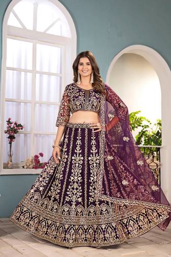 wine Designer Wedding Lehenga Choli