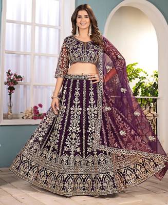 wine Designer Wedding Lehenga Choli 1