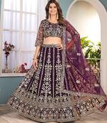 wine Designer Wedding Lehenga Choli