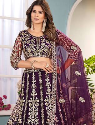 wine Designer Wedding Lehenga Choli 3