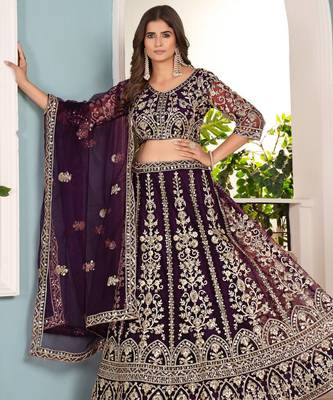 wine Designer Wedding Lehenga Choli 4