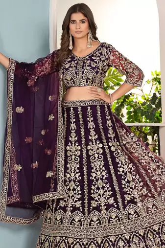 wine Designer Wedding Lehenga Choli