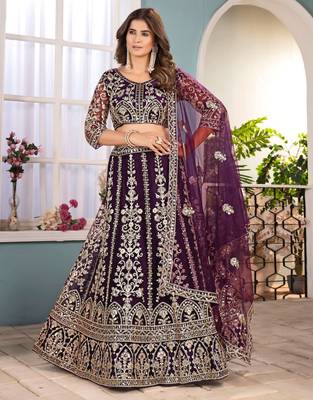 wine Designer Wedding Lehenga Choli 5