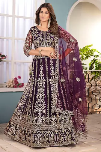 wine Designer Wedding Lehenga Choli
