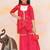 Red embroidered silk kurti with sharara set for girls