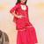Red embroidered silk kurti with sharara set for girls