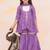 Purple embroidered silk kurti with sharara set for girls