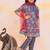 Blue-multi printed cotton kurti with pants and dupatta for girls