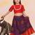 Red plain silk jacquard pattu pavdai for girls
