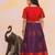 Red plain silk jacquard pattu pavdai for girls