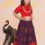 Red plain silk jacquard pattu pavdai for girls