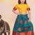 Yellow plain silk jacquard pattu pavdai for girls