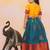 Yellow plain silk jacquard pattu pavdai for girls