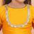 Yellow plain silk jacquard pattu pavdai for girls