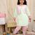 Pink-green embroidered silk kaanchi kurti dhoti set for girls