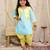 Yellow-blue embroidered silk kaanchi kurti dhoti set for girls