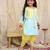 Yellow-blue embroidered silk kaanchi kurti dhoti set for girls