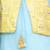 Yellow-blue embroidered silk kaanchi kurti dhoti set for girls