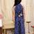 Navy printed cotton jaltarang top palazzo set for girls