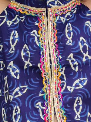 Navy printed cotton jaltarang top palazzo set for girls 4