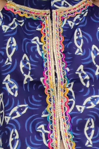Navy printed cotton jaltarang top palazzo set for girls