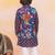Navy printed cotton nawab long jacket kurta set for boys
