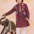 Wine printed cotton nawab long jacket kurta set for boys