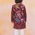 Wine printed cotton nawab long jacket kurta set for boys