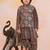 Green-multi printed cotton floral jacket with motif printed kurta and dhoti set for boys
