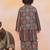 Green-multi printed cotton floral jacket with motif printed kurta and dhoti set for boys