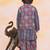 Blue-multi printed cotton floral jacket with motif printed kurta and dhoti set for boys