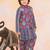 Blue-multi printed cotton floral jacket with motif printed kurta and dhoti set for boys
