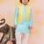 Yellow-blue mirror work silk kaancha jacket kurta pyjama set for boys