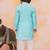 Yellow-blue mirror work silk kaancha jacket kurta pyjama set for boys