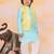 Yellow-blue mirror work silk kaancha jacket kurta pyjama set for boys