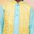Yellow-blue mirror work silk kaancha jacket kurta pyjama set for boys